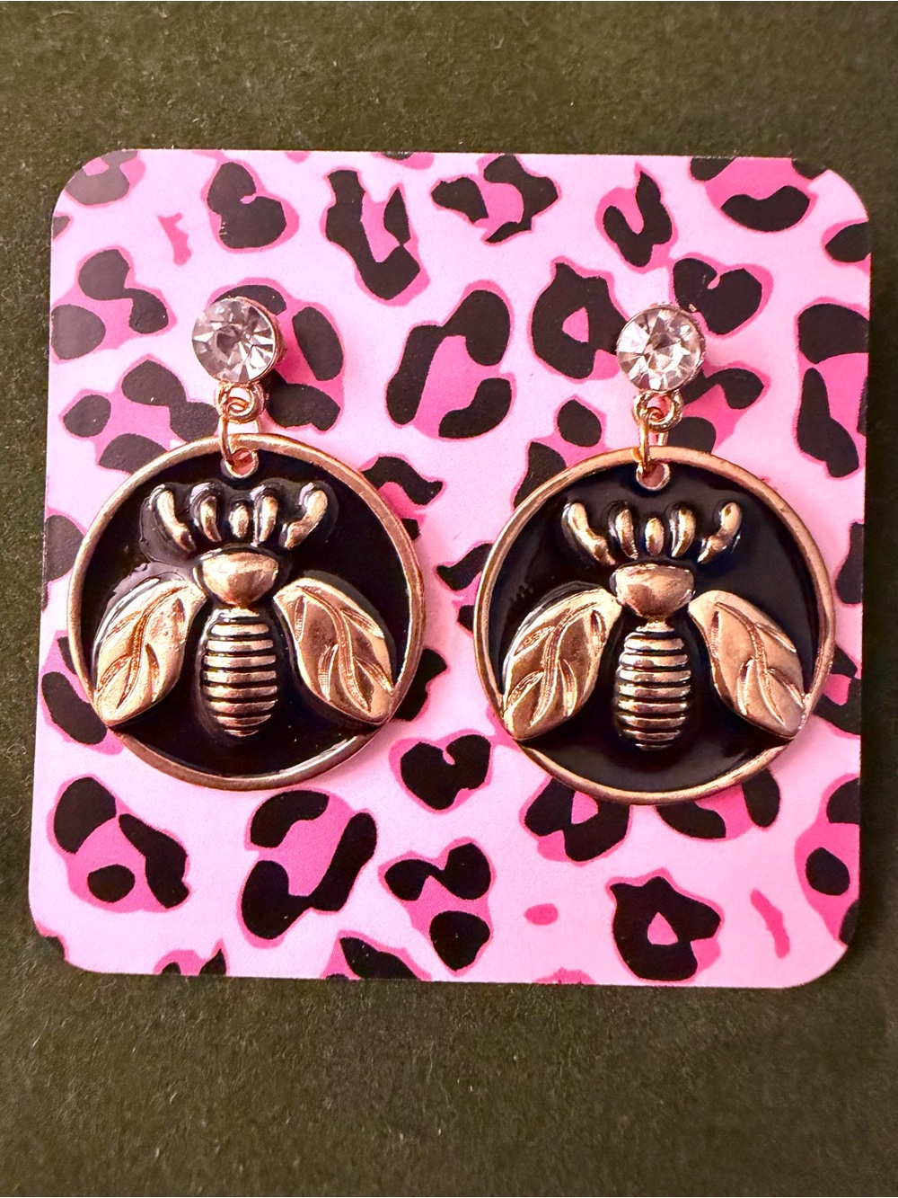 Gold Bee w/ Crystal & Black Enamel Accents, Betsy Johnson inspo. Alt Whimsigoth🖤